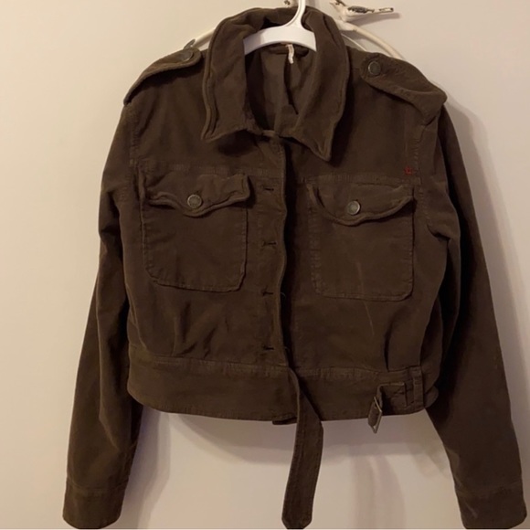 Free People Everlyn Corduroy Cropped Jacket Size S Moss Green - Picture 4 of 4